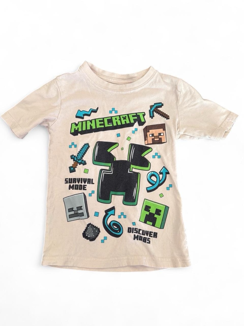 Boys' Beige Graphic Tee - Creeper Design